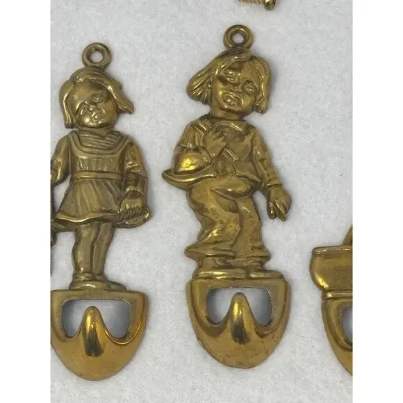 Vintage Brass Wall Hook Set of‎ 4 Kids by Artmark Italy Towel Robe Whimsical NEW